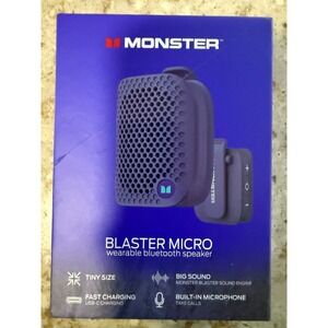 Monster Blaster Micro Wearable Bluetooth Speaker Purple MS62106 Magnetic Clip